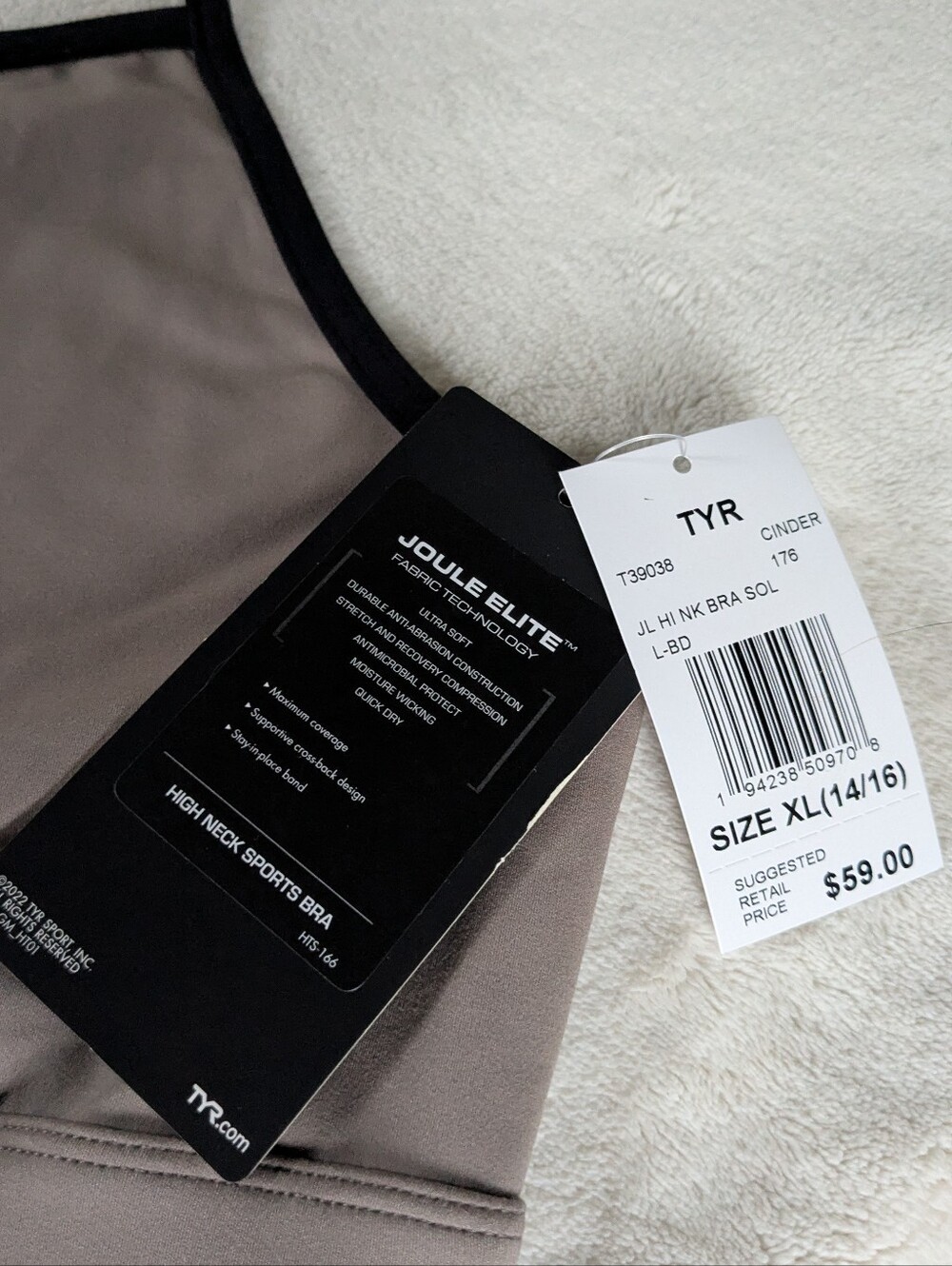 NWT TYR Joule Elite High Neck Sports Bra Cinder Cross Back Sz XL - Picture 7 of 13